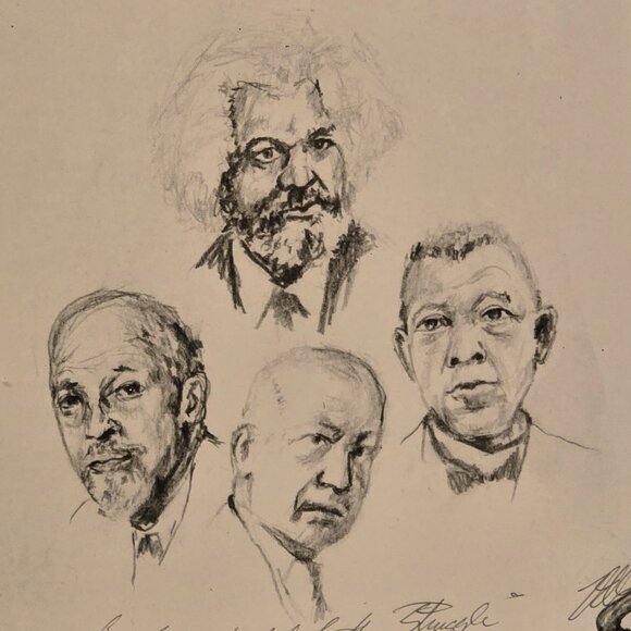 Set of 2 Framed Hand Signed Black History Graphite Drawings by T. Ellis - Picture 6 of 14